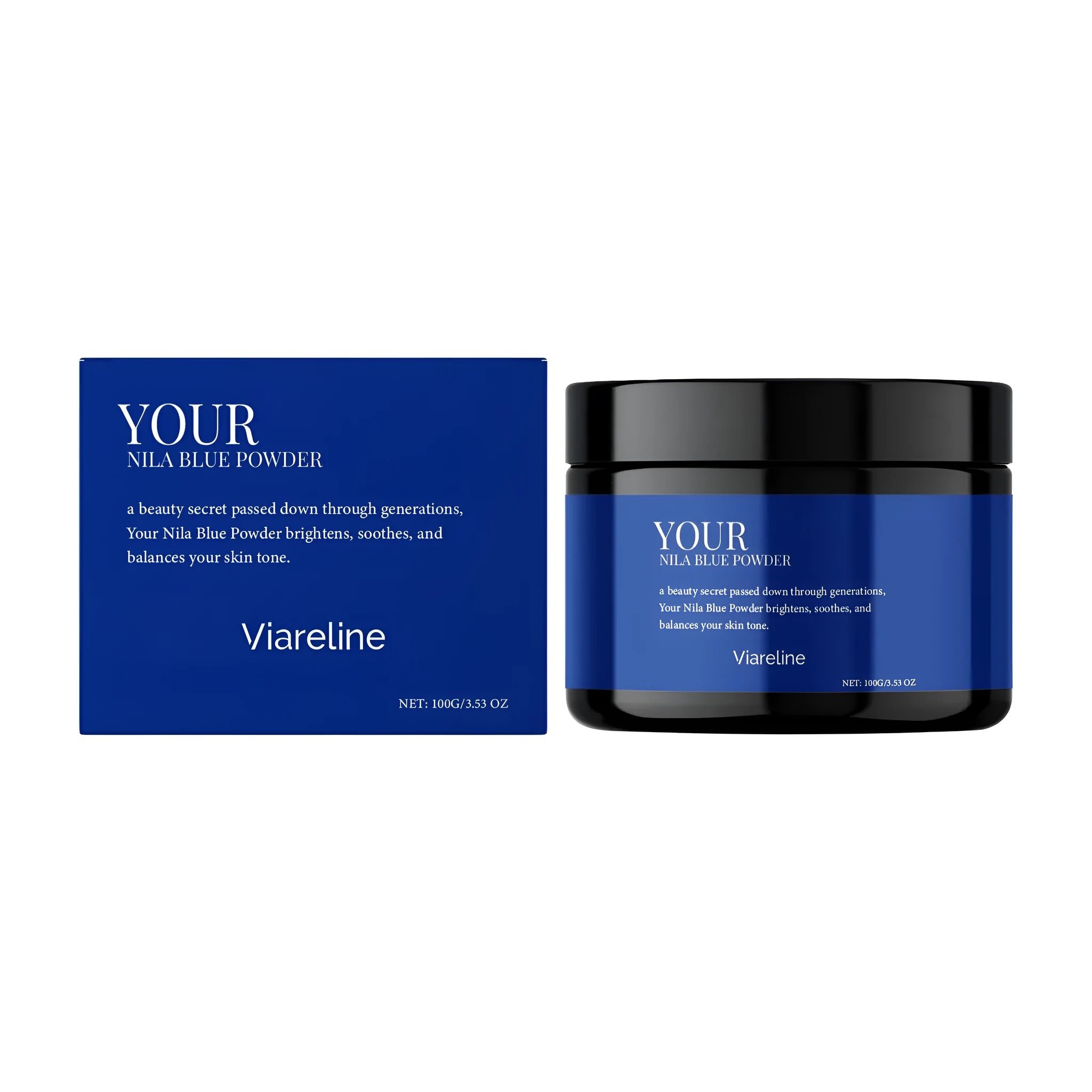 100g jar of indigo powder facial mask with collagen and brightening ingredients