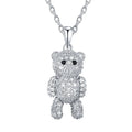 925 silver clavicle necklace with a cute geometric bear pendant in gold or white gold colour for women