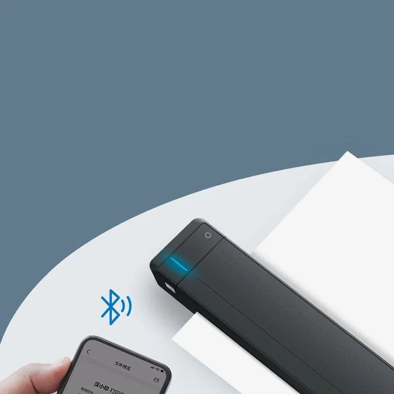 Wireless Bluetooth A4 thermal office printer in black, 310.5 x 63.5 x 39.5 mm, with USB Type-C port