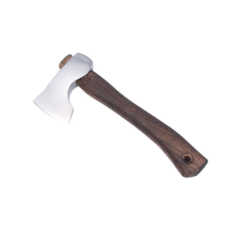 Camping axe with wooden handle and high carbon steel head, 250mm length tool