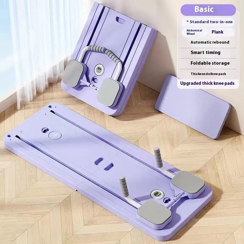 Standard purple household fitness board with automatic rebound abdominal wheel for multi-muscle training