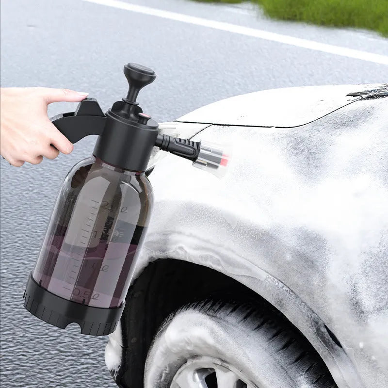 Black 2L foam watering can sprayer with switch lock and aluminium rod for garden and car cleaning