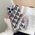 Luxury diamond bracelet phone case for iPhone with decorative chain and flash diamond lock in silver finish