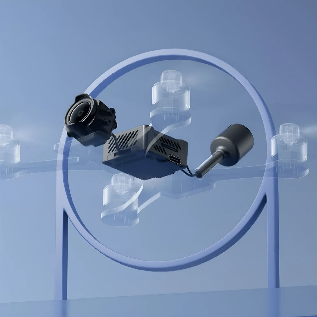 DJI O3 Air Unit camera module and image transmission module with antenna on a desk setup