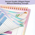 B5 spiral-bound budget tally book with a blue PP cover, open to show lined pages for income and expenditure tracking.