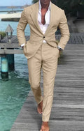 Mens loose fit suit jacket and trousers set in orange nylon blend fabric European American style