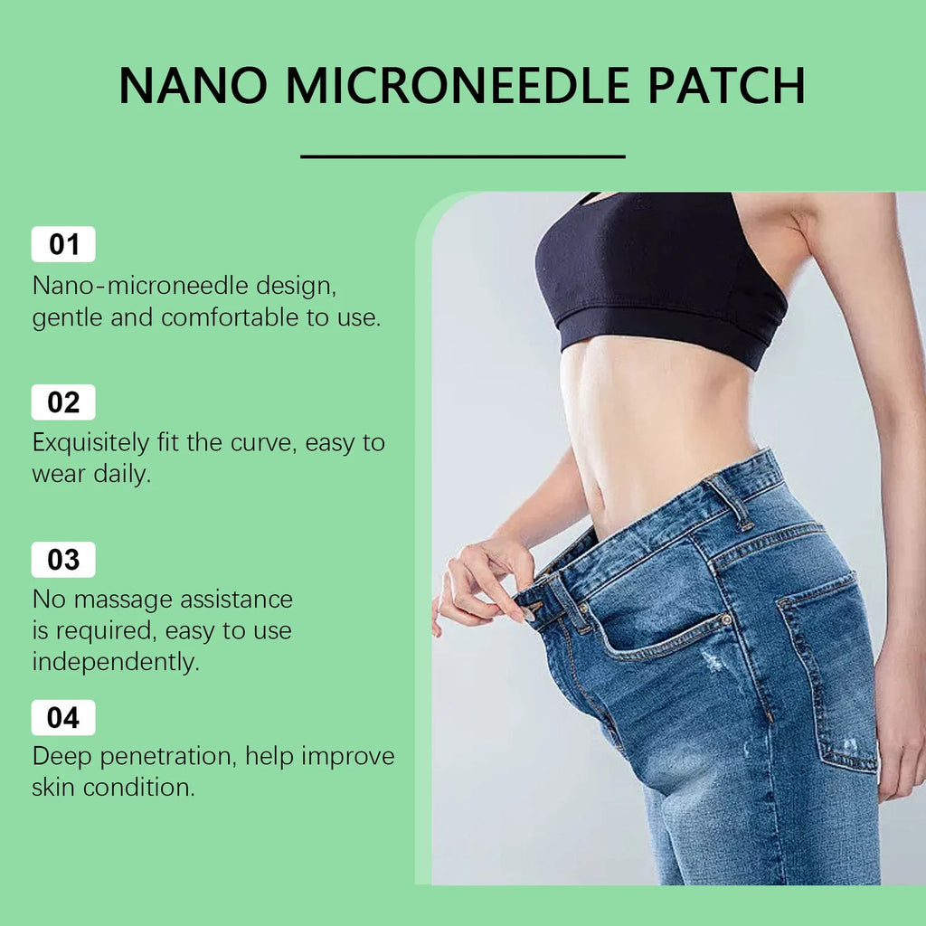 Four round Slimming Nano Microneedle Patches with ginger and mugwort root extract for skincare application