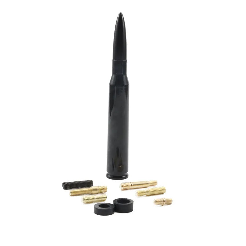 14cm bullet car antenna shown in camouflage green, black, and American flag colour options.