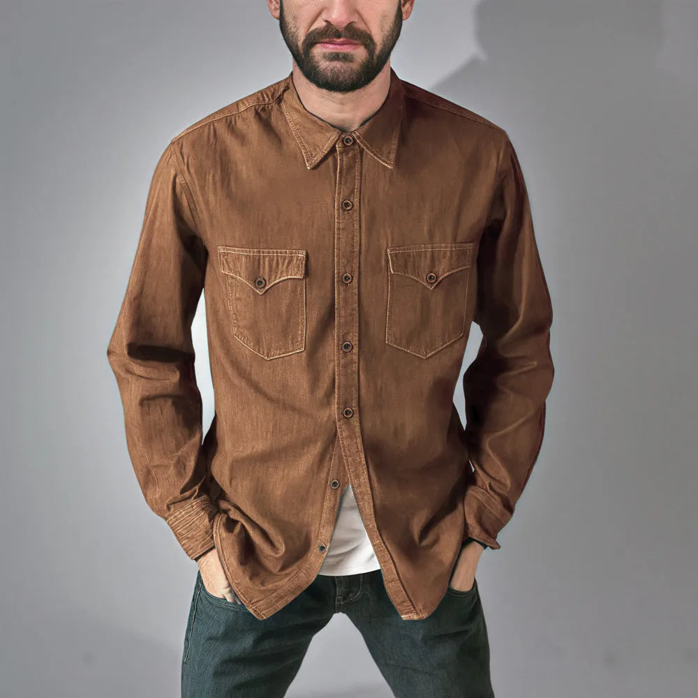 Men's denim cardigan coat in cotton fabric available in multiple sizes and colours