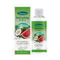 100ml bottle of pet 2-in-1 shampoo and shower gel with watermelon and coconut extract.