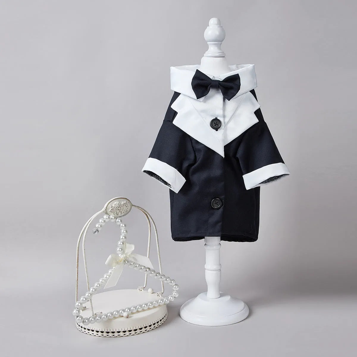 Black four-legged dog wedding suit Chinese style tuxedo on pet