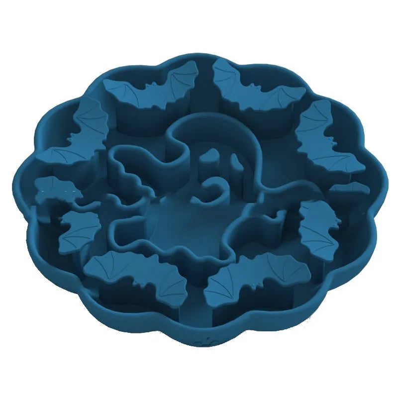 Edible silicone slow feeding dog bowl with anti-tumble base in Halloween orange colour