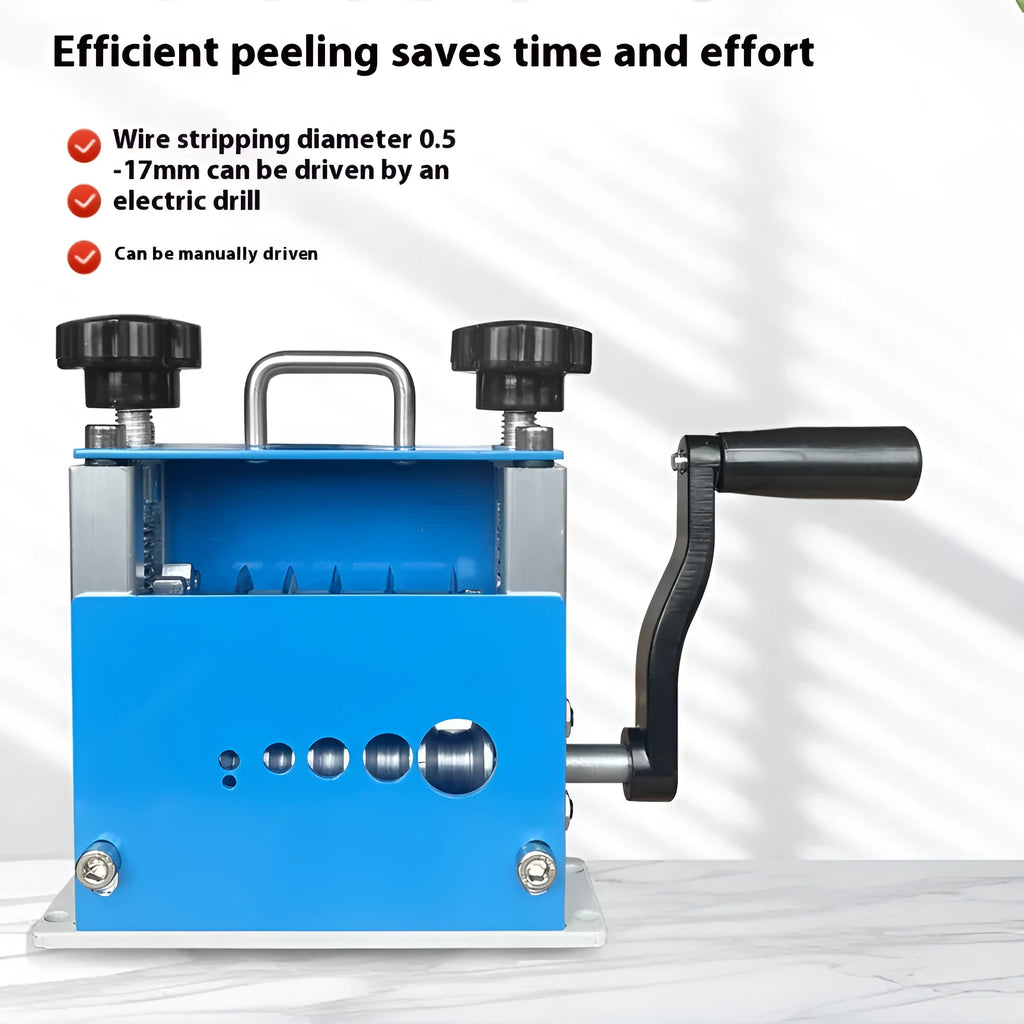 SD-017 manual wire stripping machine showing compact handheld design for electrical work
