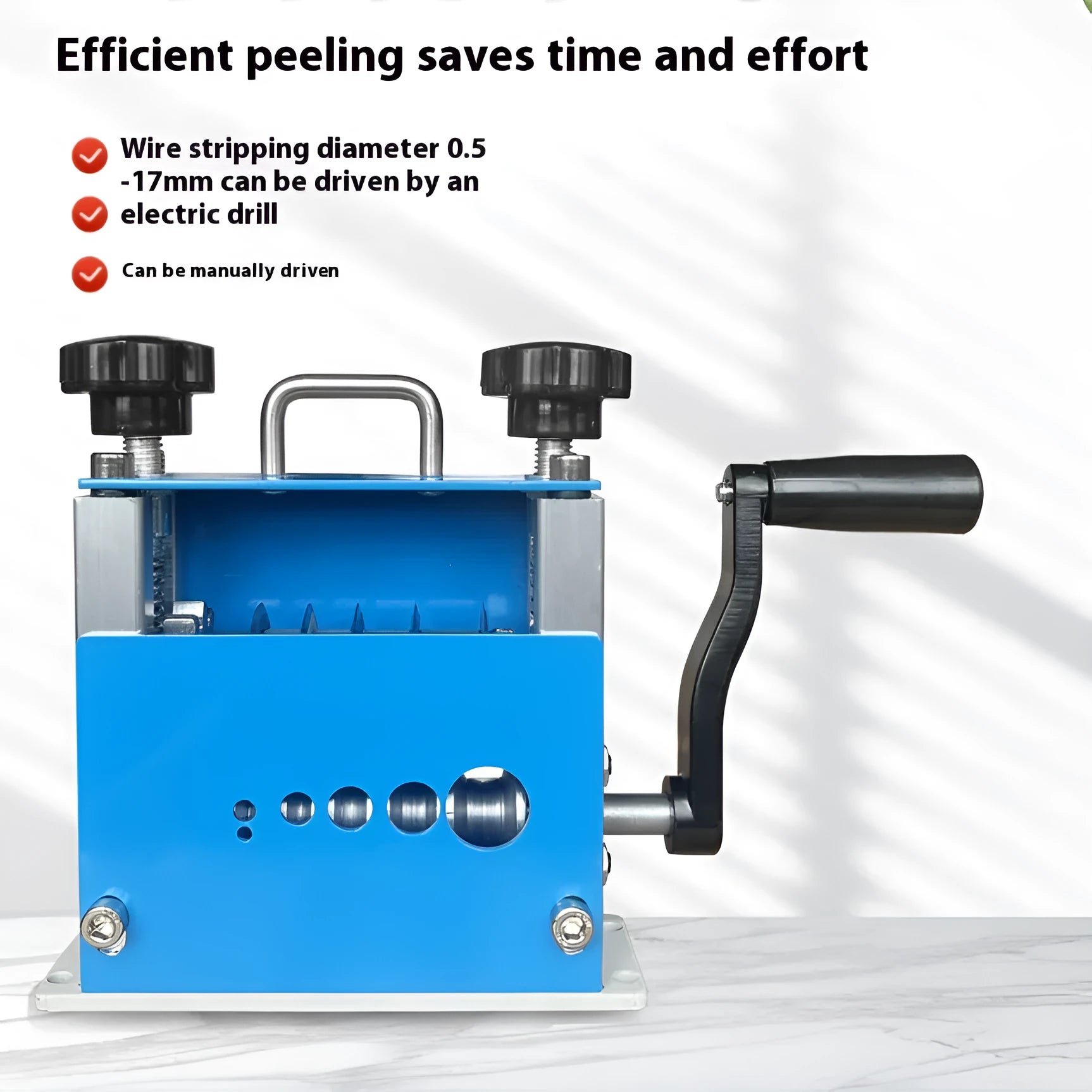 SD-017 manual wire stripping machine showing compact handheld design for electrical work