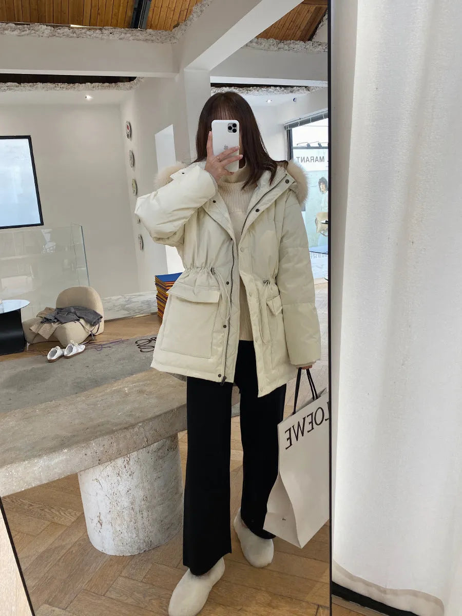 Women's cream white high waist wide-leg knitted trousers with dropped length