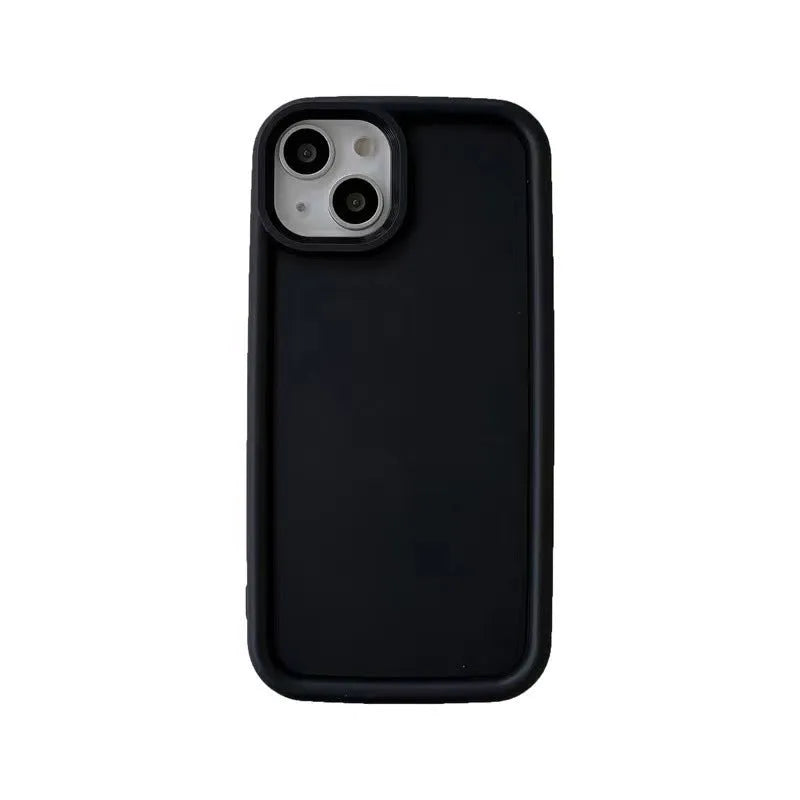 Frosted skin-feel silicone iPhone case showing textured surface and full-cover design
