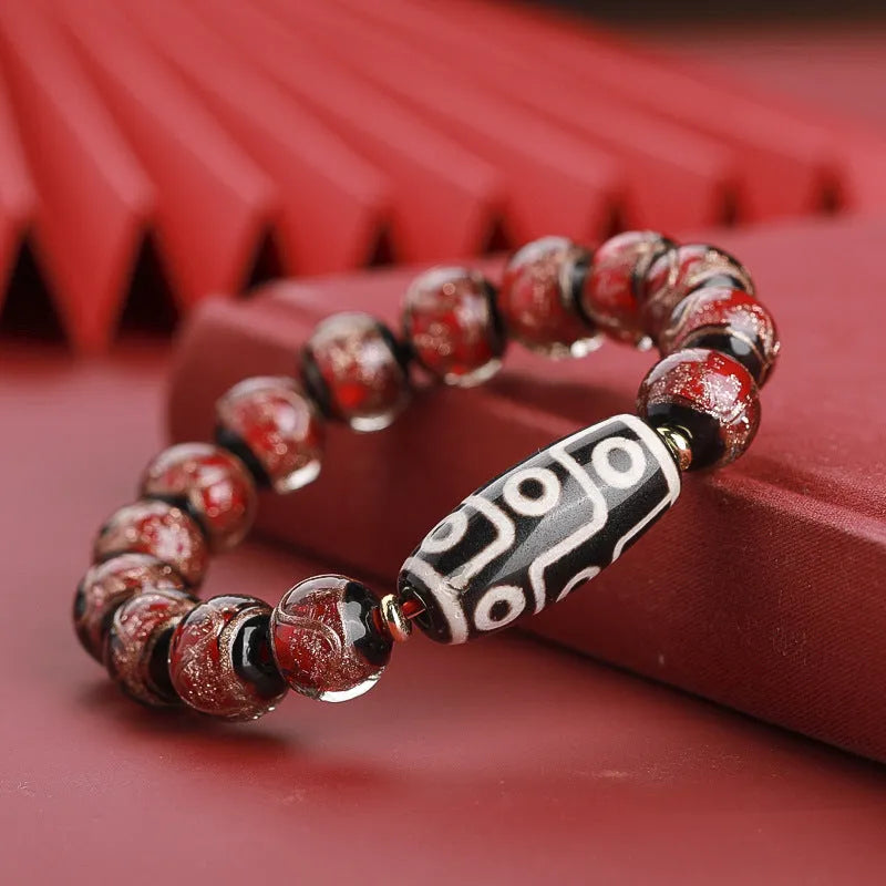 Chinese style bracelet with coloured glaze snake lucky beads in three size options