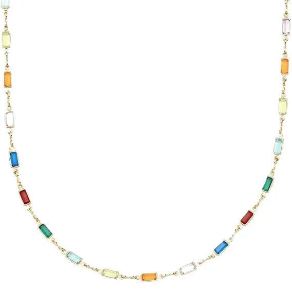 Geometric ladies' crystal necklace with alloy pendant and adjustable chain