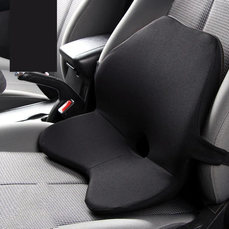 Car seat waist support pillow with memory foam padding in beige, black, coffee or grey colour options