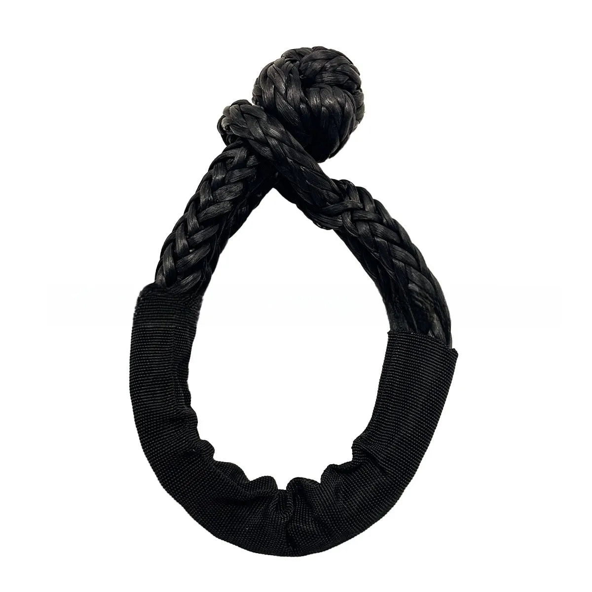 Colourful polymer soft shackle trailer rope for off-road vehicle recovery with 17-tonne load rating.