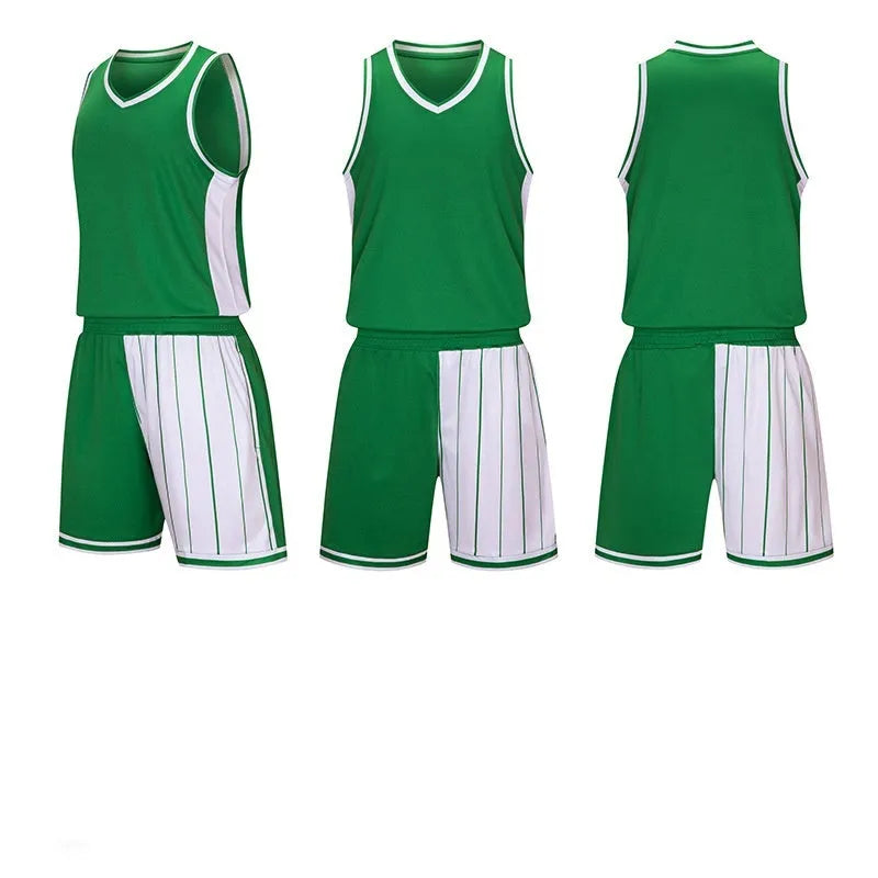 Men's basketball training uniform set with top and shorts in quick-dry fabric