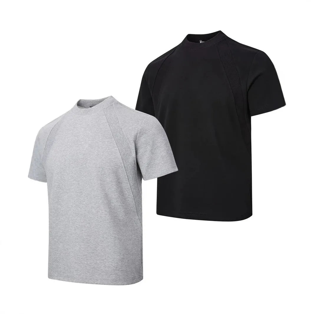 Short sleeve loose fit top with air layer stitching in polyester fibre
