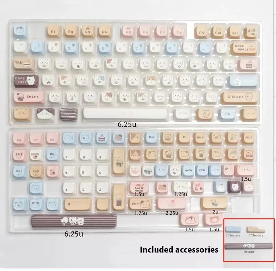 High Sea Salt Cat colour theme PBT plastic keycap set for mechanical keyboards, showing standard keys and a separate 7u spacebar.