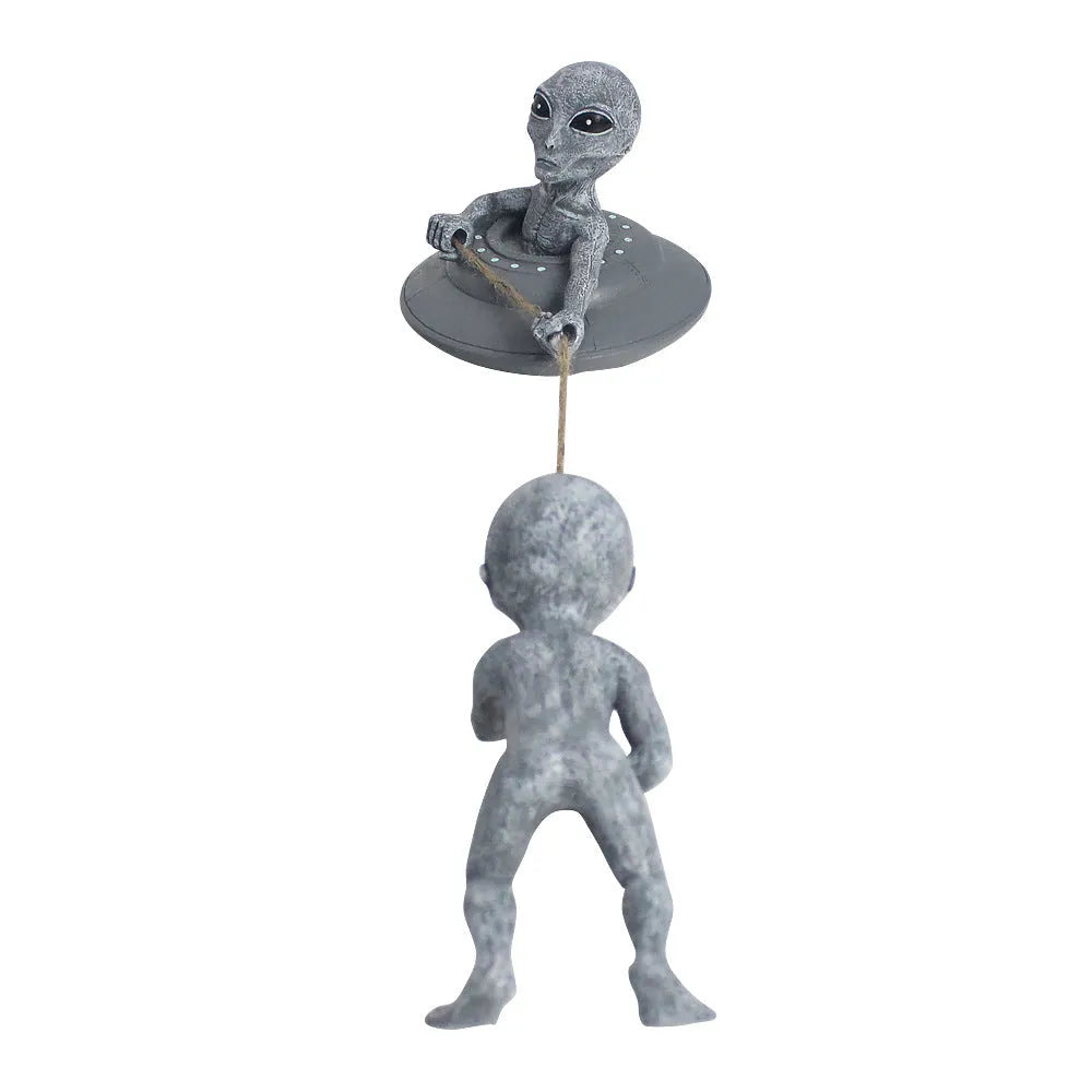 Grey resin alien tree pendant sculpture with hand-carved detail for courtyard decoration