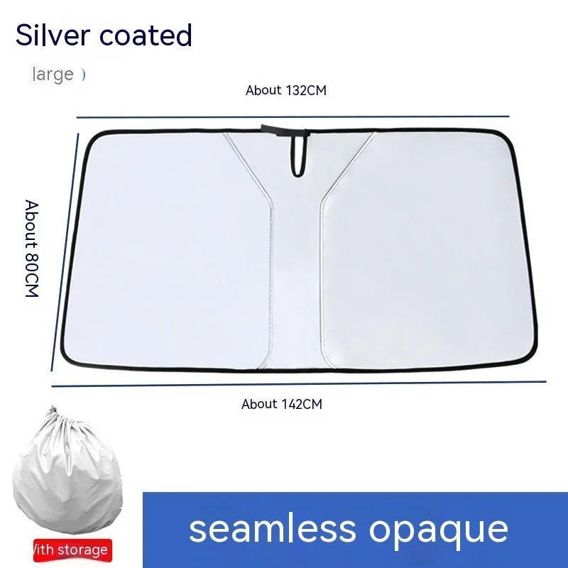 Car double ring front sun shield with NC fabric titanium silver construction for windscreen protection