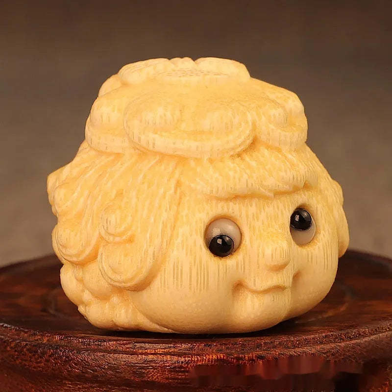 Solid bamboo carving golden toad princess ornament cute style decoration