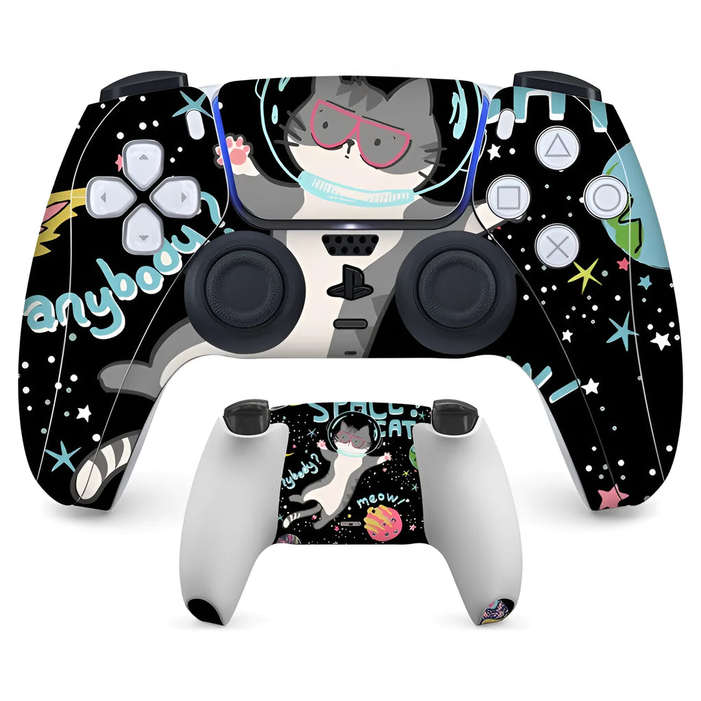 Set of micro-frosted PS5 controller protection stickers for front and back, made from environmental PVC material.
