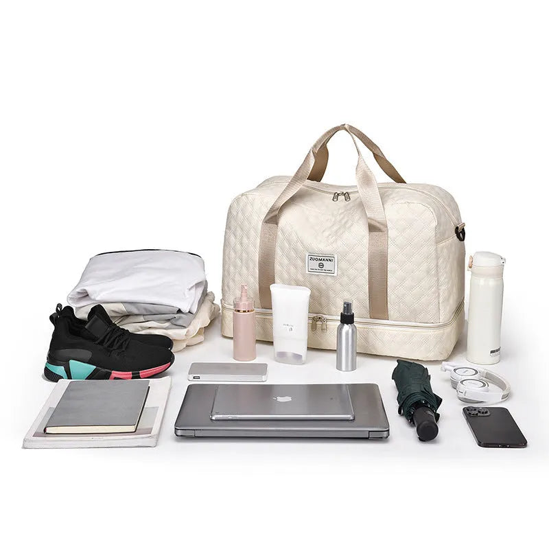 Oxford cloth leisure travel bag with sewing thread detailing in solid colour options