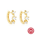 Sterling silver geometric stud earrings with small round circle design in gold or silver electroplated finish