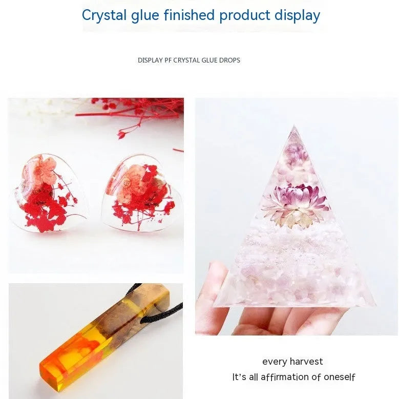 1kg bottle of crystal clear epoxy resin glue for DIY crafts, ornaments, and ashtrays.