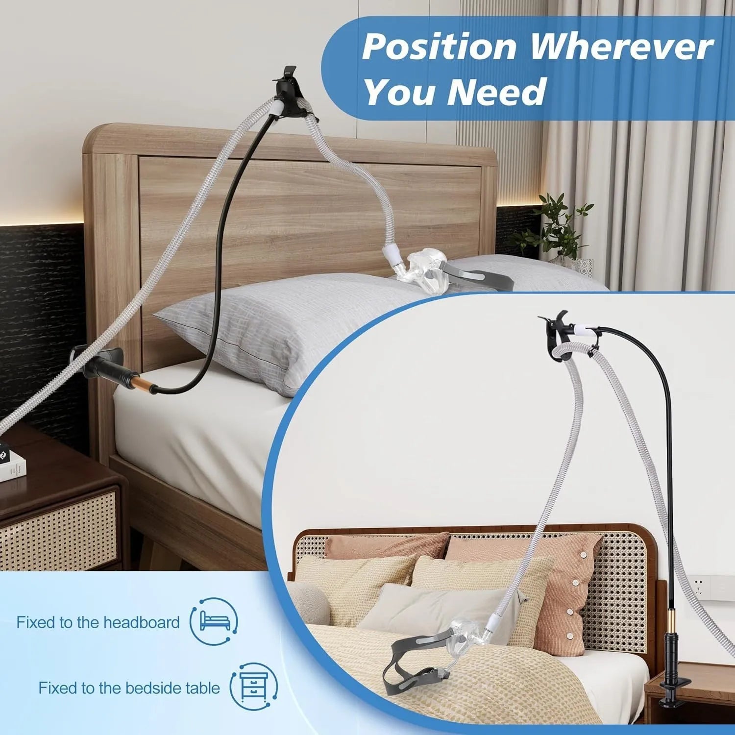 Aluminium alloy ventilator hose bracket measuring 95cm length for medical tubing organisation