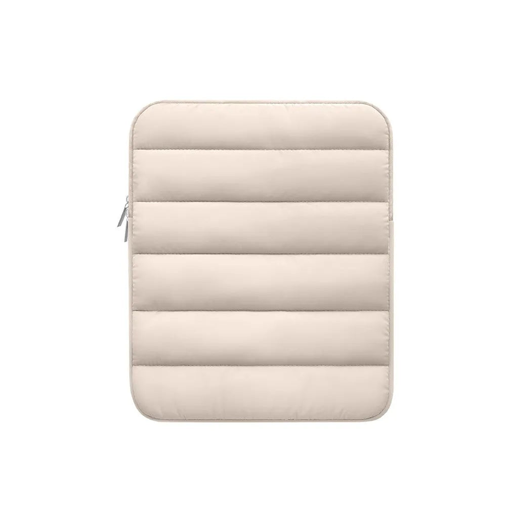 Black puff bag laptop sleeve for 9.7-11 inch devices with elastic sides