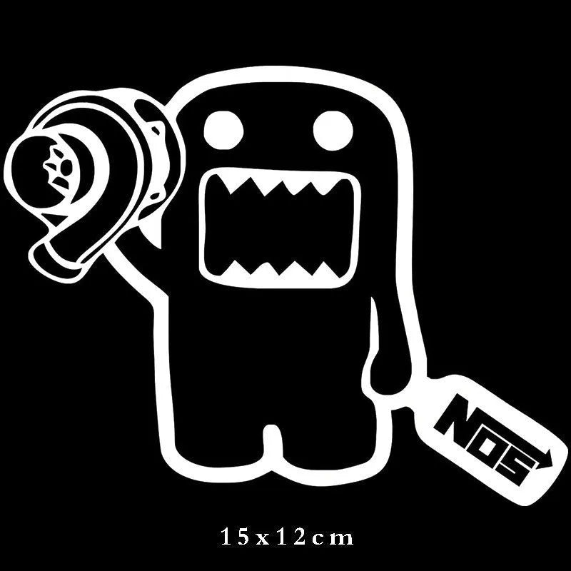 Cartoon design car sticker measuring 15cm by 12cm for vehicle customisation