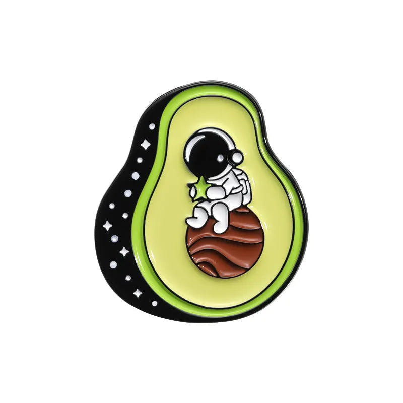 Cartoon colourful fruit metal brooch in zinc alloy with letter styling