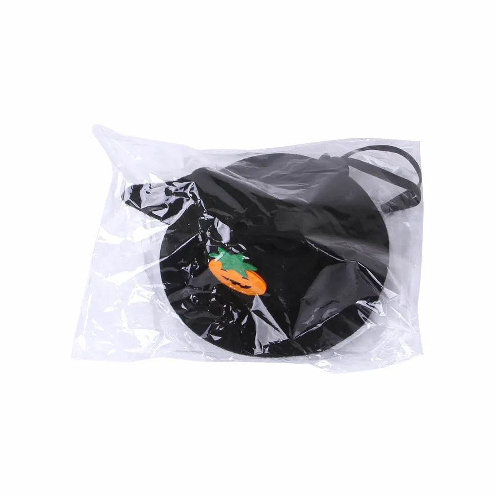 Halloween cat hat in pumpkin smiling face design made from soft cloth with embossed detailing
