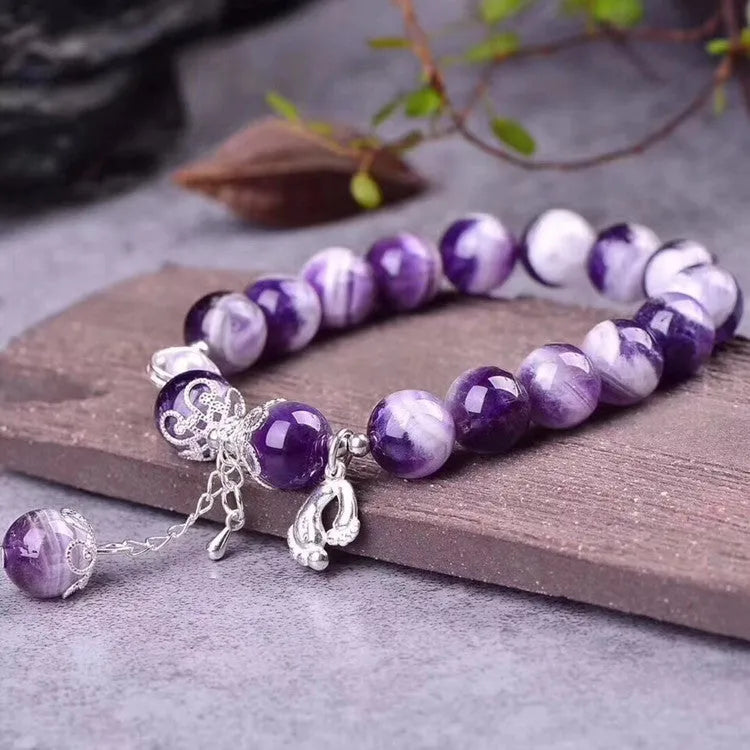 Purple amethyst bracelet with 10mm round beads for women's jewellery and office wear