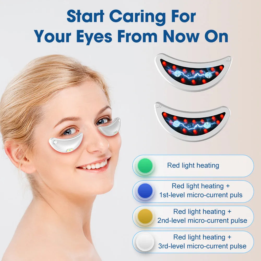White red light EMS wireless facial massager for eye area and dark circles treatment