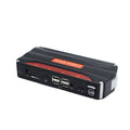 Black and red 12V vehicle emergency jump starter power supply unit.
