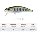 Tossing Japanese 48mm Mino fishing lure for Mandarin fish and Snakehead in soft plastic construction