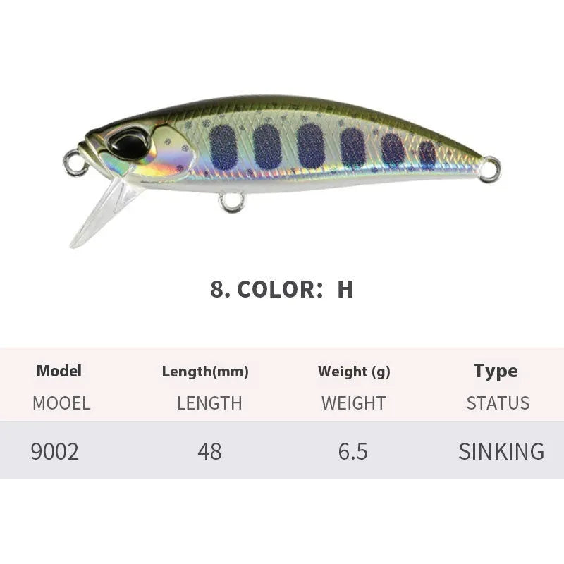 Tossing Japanese 48mm Mino fishing lure for Mandarin fish and Snakehead in soft plastic construction