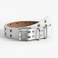 Women's fashion stars decorative double-row belt in imitation leather with alloy buckle, 110x3.3cm