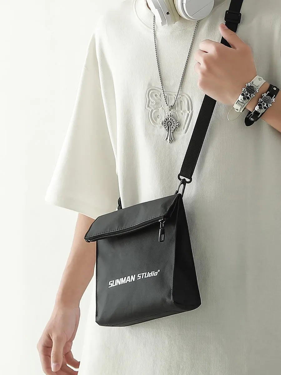 Polyester Oxford messenger bag backpack in street trend style with crossbody design and visible sewing lines