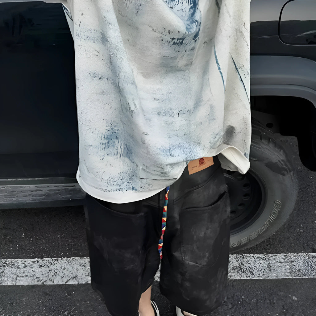 Korean-style loose fit solid-colour polyester T-shirt with round neck and short sleeves