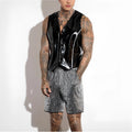 Men's shiny sequin straight shorts with elastic waistband in silver colour