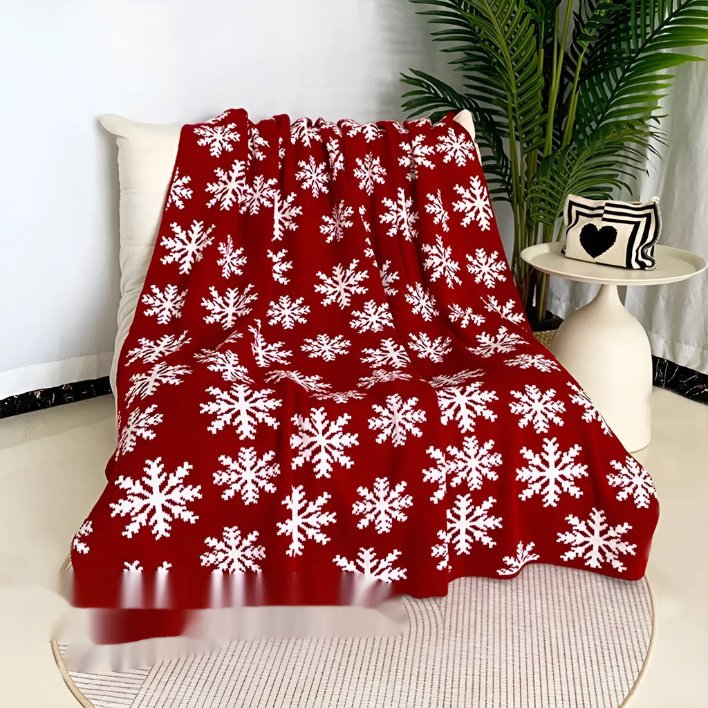 Acrylic Christmas blanket with festive snowflake or reindeer print design, 110 by 130 cm