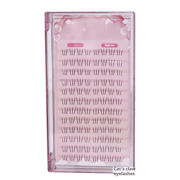 Pair of 12-row segment false eyelashes for lower lash line in kitten paw style with 4-5-6mm mixed lengths